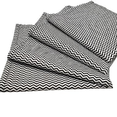 Kit 4 Guardanapos de Tecido Chevron Branco Preto Algodão 39cmx39cm