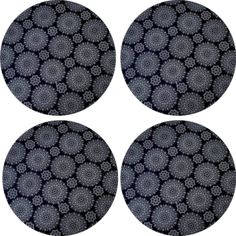 Kit 4 Capas para Sousplat Mandala Black Charlô 35cmx35cm