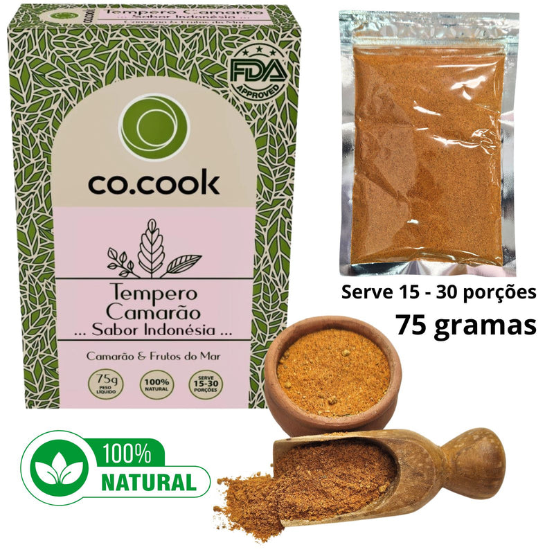 Tempero Funcional 100% Natural CoCook Camarão Sabor Indonésia 75g