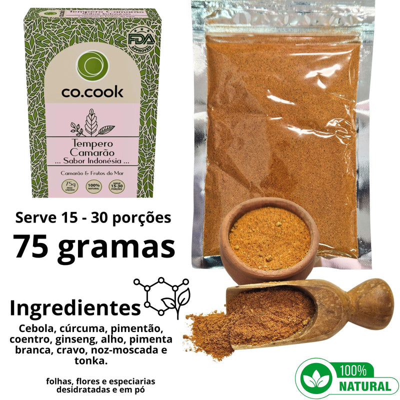 Tempero Funcional 100% Natural CoCook Camarão Sabor Indonésia 75g