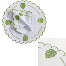 12-Piece Kit, Place Setting for 6, Monstera Leaf Embroidered Placemat and Charger