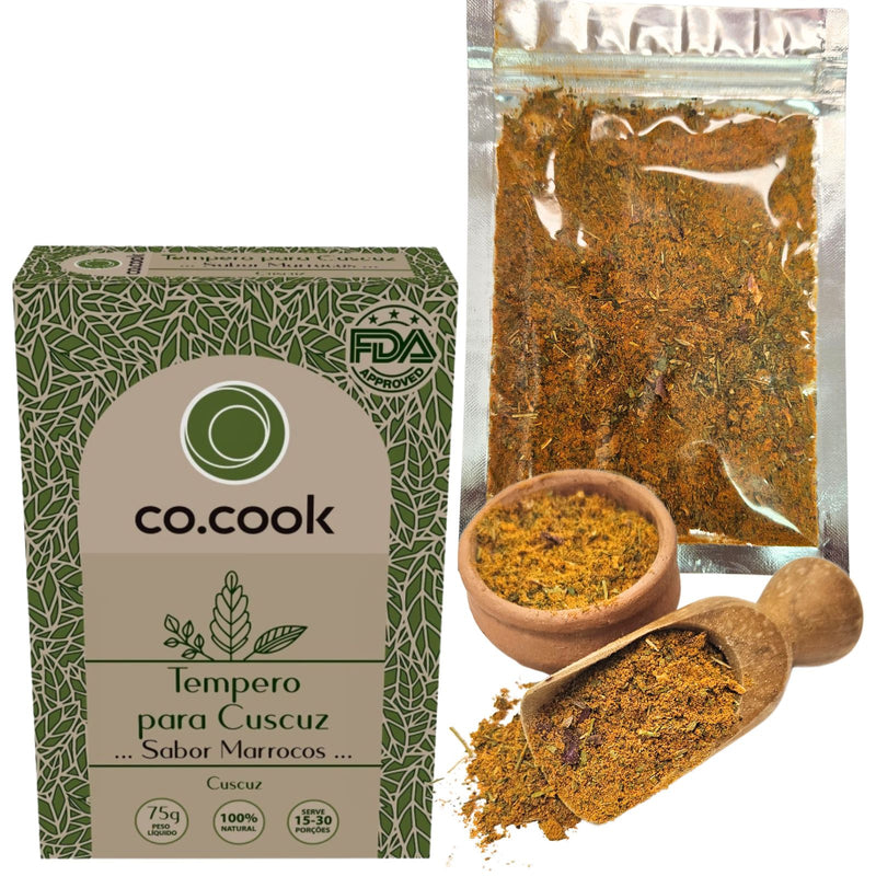 CoCook Caixa 20 Especiaria Natural Tempero Cuscuz Sabor Marrocos 75g