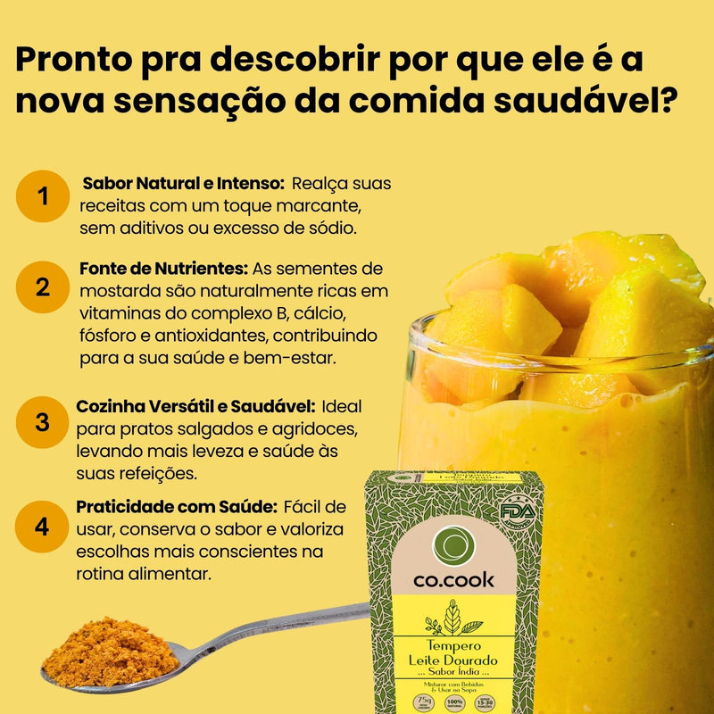 CoCook Caixa 20 Pack  100% Natural  Leite Dourado Sabor Índia 75g
