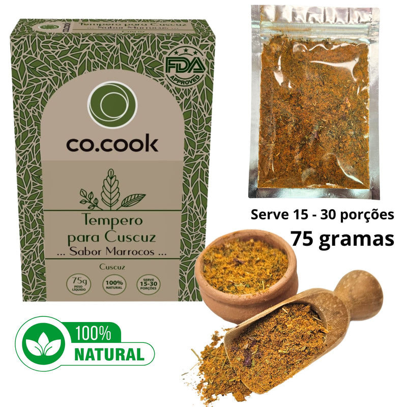 CoCook Caixa 20 Especiaria Natural Tempero Cuscuz Sabor Marrocos 75g