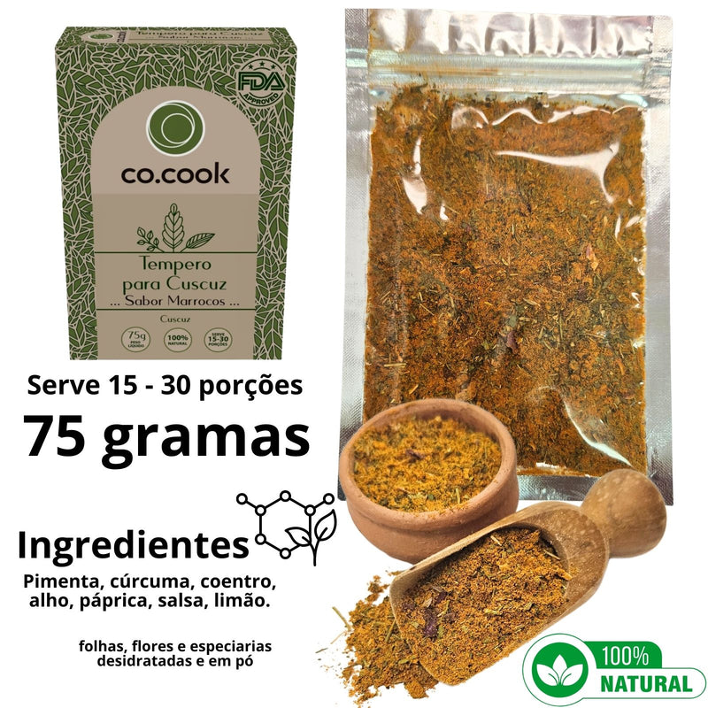 CoCook Caixa 20 Especiaria Natural Tempero Cuscuz Sabor Marrocos 75g