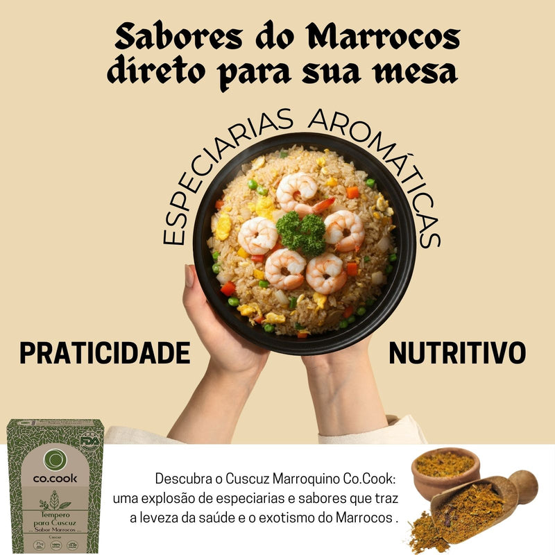 CoCook Caixa 20 Especiaria Natural Tempero Cuscuz Sabor Marrocos 75g