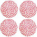 Kit 4 Capas para Sousplat Poá Divertida Branco Vermelho 35cmx35cm