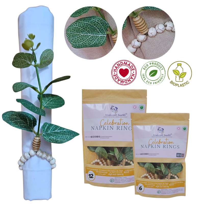 Kit 6 ou 12 Porta Guardanapo Tropical Eucalipto de Folhas Verdes