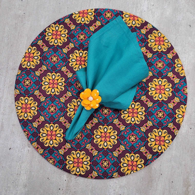 Kit 4 Capas para Sousplat Mandala Flor Charlô 35cmx35cm