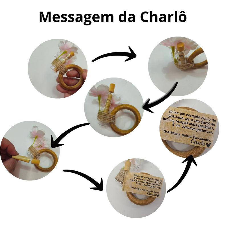 Kit 6 Porta Guardanapo Cerejeira Mensagem Gratidão na Garrafinha