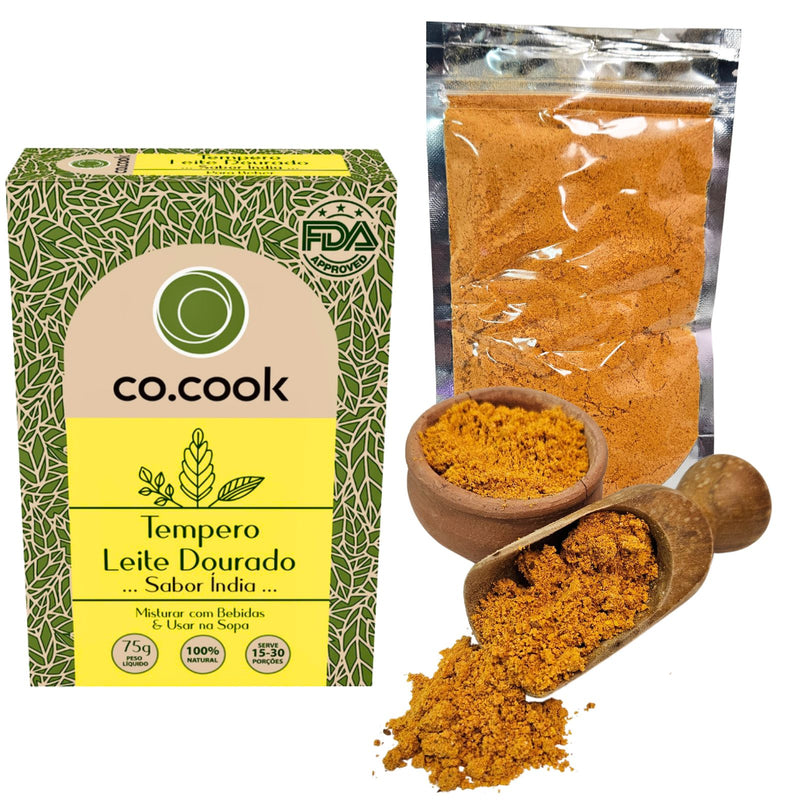 CoCook Caixa 20 Pack  100% Natural  Leite Dourado Sabor Índia 75g