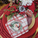 Kit 4 Guardanapos de Tecido Xadrez Papai Noel Bege Vermelho 40cmx40cm