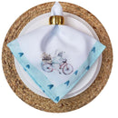 Kit 4 Guardanapo de Tecido Oxford Balão Coelho da Páscoa Azul 40cmx40cm