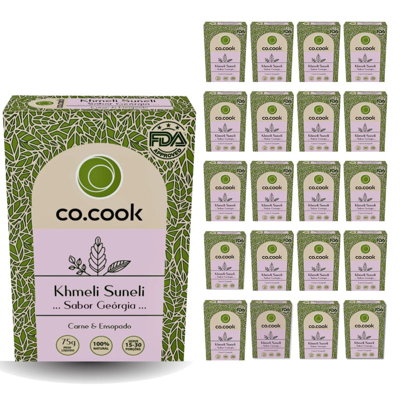 CoCook Caixa 20 Pack Especiaria Natural Tempero Khmeli Suneli Sabor Georgia 75g