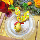 Kit 4 Guardanapos de Tecido Algodão Coelho da Páscoa Alegria Amarelo 39cmx39cm