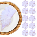 Kits 10, 20, 40 Porta Guardanapos Flor Crisântemo Branco Neve Casamento