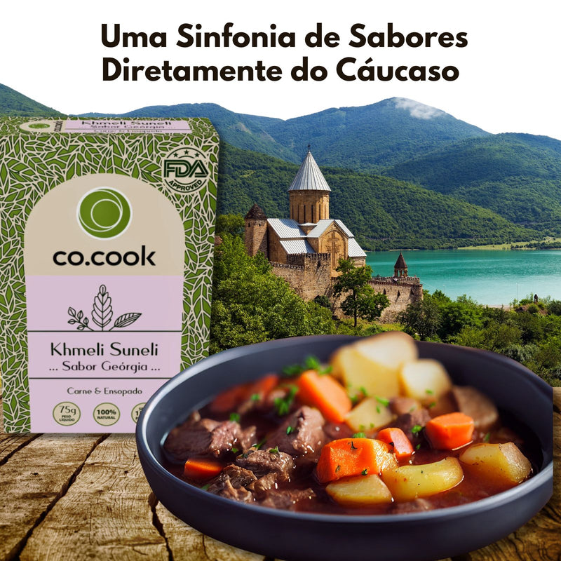 CoCook Caixa 20 Pack Especiaria Natural Tempero Khmeli Suneli Sabor Georgia 75g