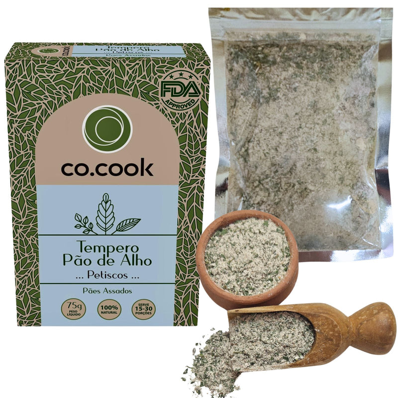 CoCook Caixa 20 Pack Especiaria Natural Tempero Pão de Alho Petiscos 75g