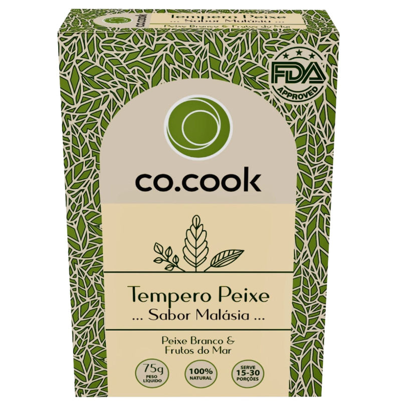 CoCook Caixa 20 Especiaria 100% Natural Tempero Peixe Sabor Malásia 75g