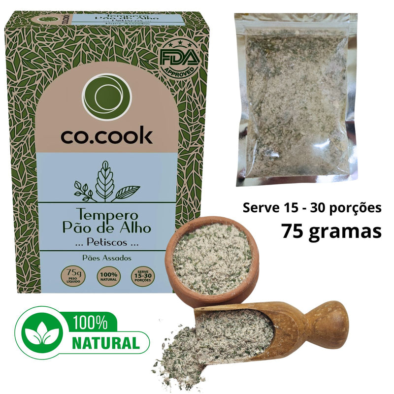 CoCook Caixa 20 Pack Especiaria Natural Tempero Pão de Alho Petiscos 75g