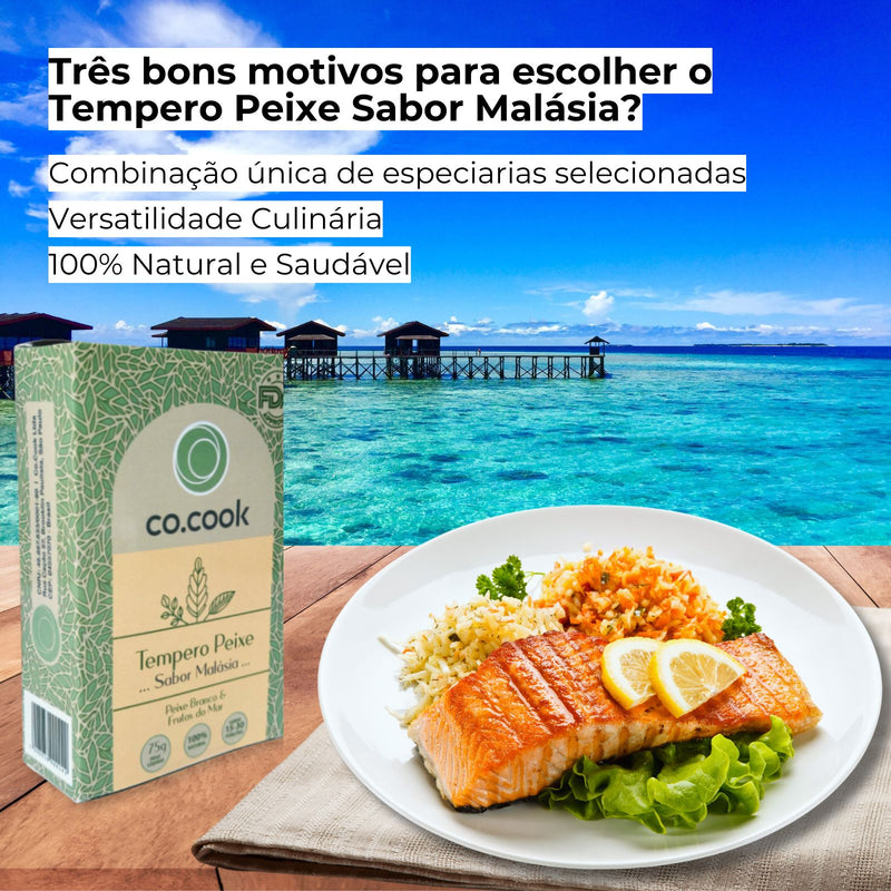 CoCook Caixa 20 Especiaria 100% Natural Tempero Peixe Sabor Malásia 75g