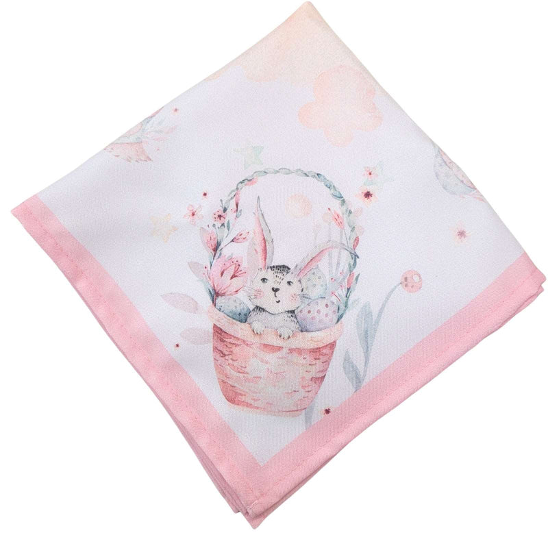 Kit 4 Guardanapo de Tecido Coelho da Páscoa Balão Rosa 40cmx40cm