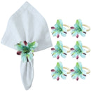 Set of 6 Astromelia Button Napkin Rings, Turquoise Blue