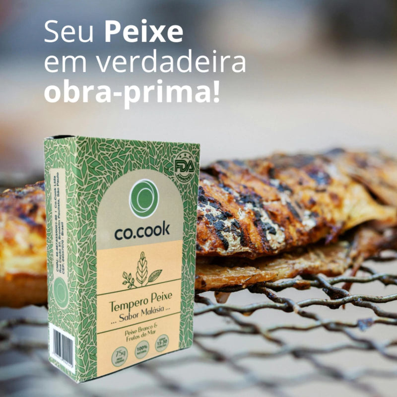 CoCook Caixa 20 Especiaria 100% Natural Tempero Peixe Sabor Malásia 75g