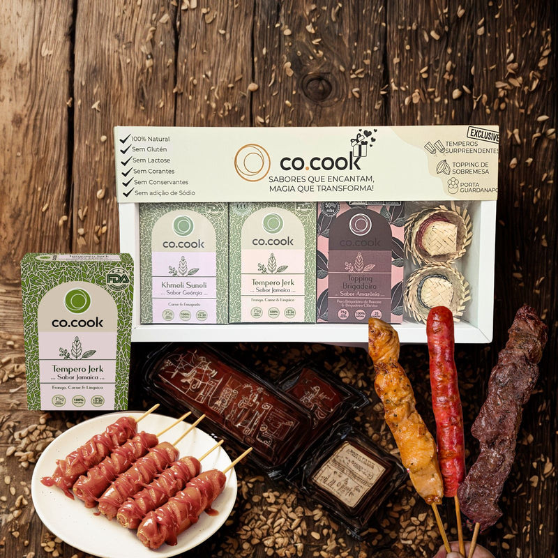 CoCook Presente 2 Temperos Khmeli Suneli, Jerk e Topping Brigadeiro com 4 PG Festa Junina