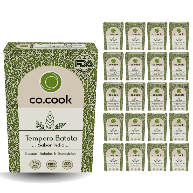 CoCook Caixa 20 Pack Especiaria Natural Tempero Batata Sabor India 75g