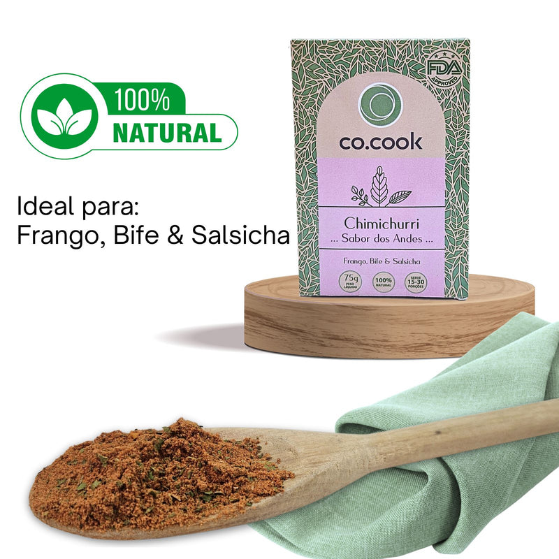 CoCook Caixa 10 Especiaria 100% Natural Tempero Chimichurri Sabor Andes 75g