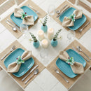 Set of 6 Astromelia Button Napkin Rings, Turquoise Blue