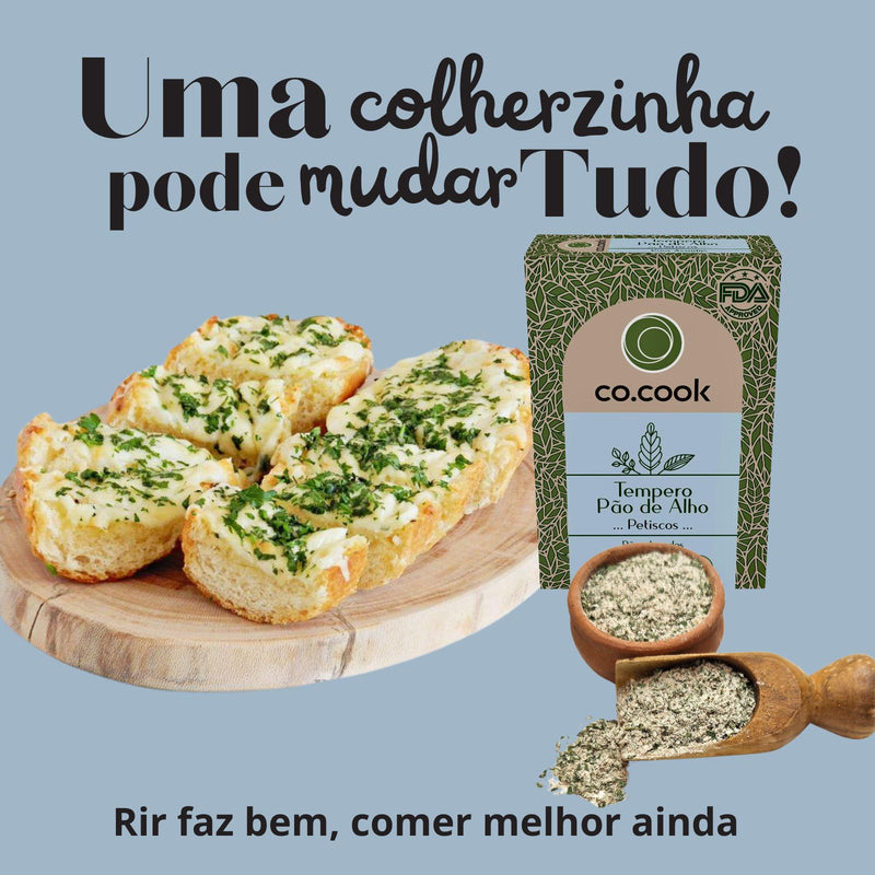 CoCook Caixa 20 Pack Especiaria Natural Tempero Pão de Alho Petiscos 75g