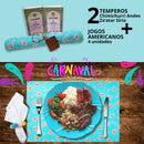 CoCook Kit Trio Presente Tempero Carne Chimichurri Za'atar com Jogos Americanos