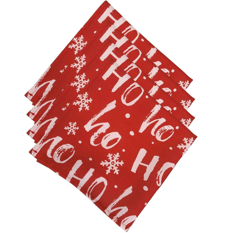 Kit 4 Guardanapos de Tecido Natal Ho ho ho Vermelho 40cmx40cm