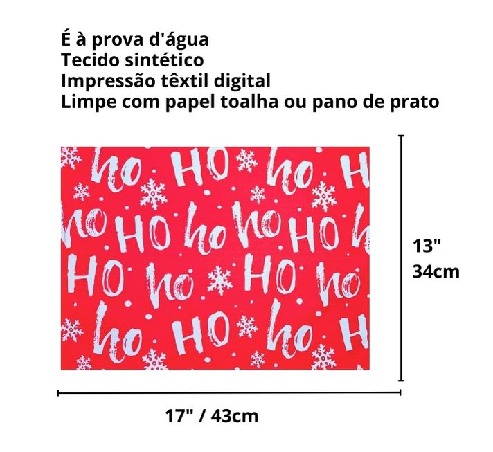 Kit 4 Jogos Americanos Impermeável Ho ho 43CMX34CM