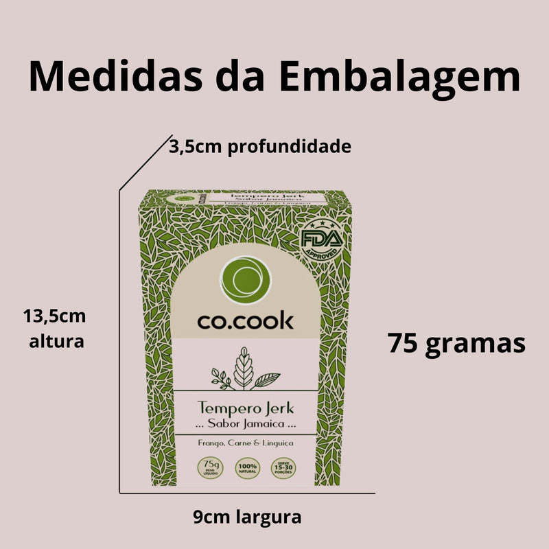 CoCook Caixa 20 Pack Especiaria Natural Tempero Jerk Sabor Jamaica 75g