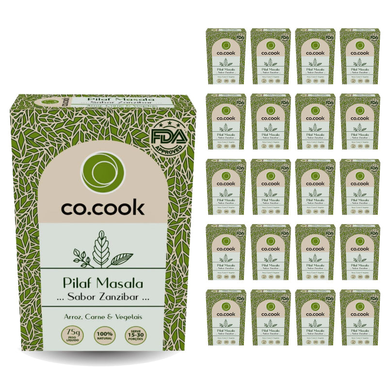 CoCook Caixa 20 Pack Especiaria Natural Tempero Pilaf Sabor Zanzibar 75g