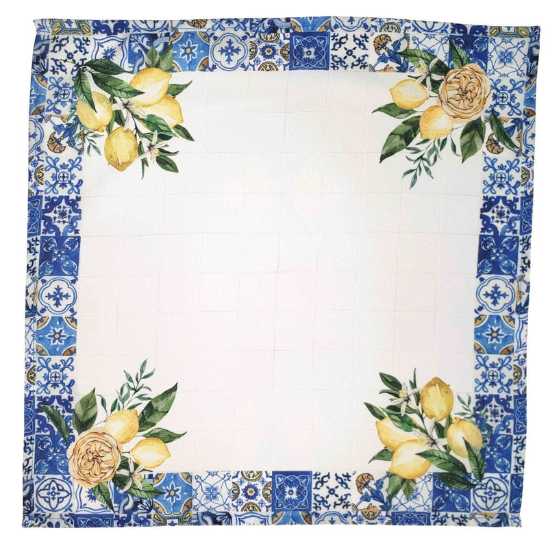 Kit 4 Guardanapos de TecidoAzulejo Limão Siciliano 40cmx40cm