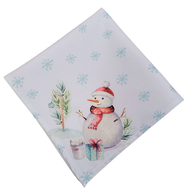 Kit 4 Guardanapos de Tecido Boneco de Neve Branco 40cmx40cm
