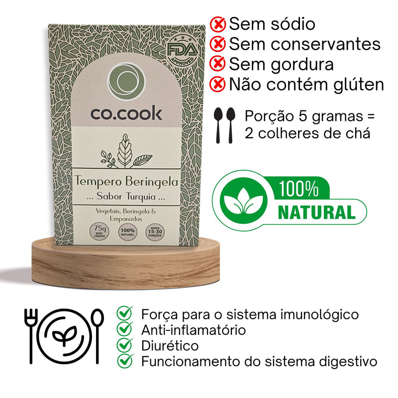 CoCook Caixa 20 Especiaria Natural Tempero Beringela Sabor Turquia 75g