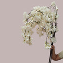 Kit 3 Hastes Galho Pendente de Cerejeira Rosa e Branco Decoração de Ambientes 1,39cm