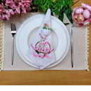Kit 4 Guardanapo de Tecido Oxford Cesta Coelho da Páscoa Rosa 40cmx40cm
