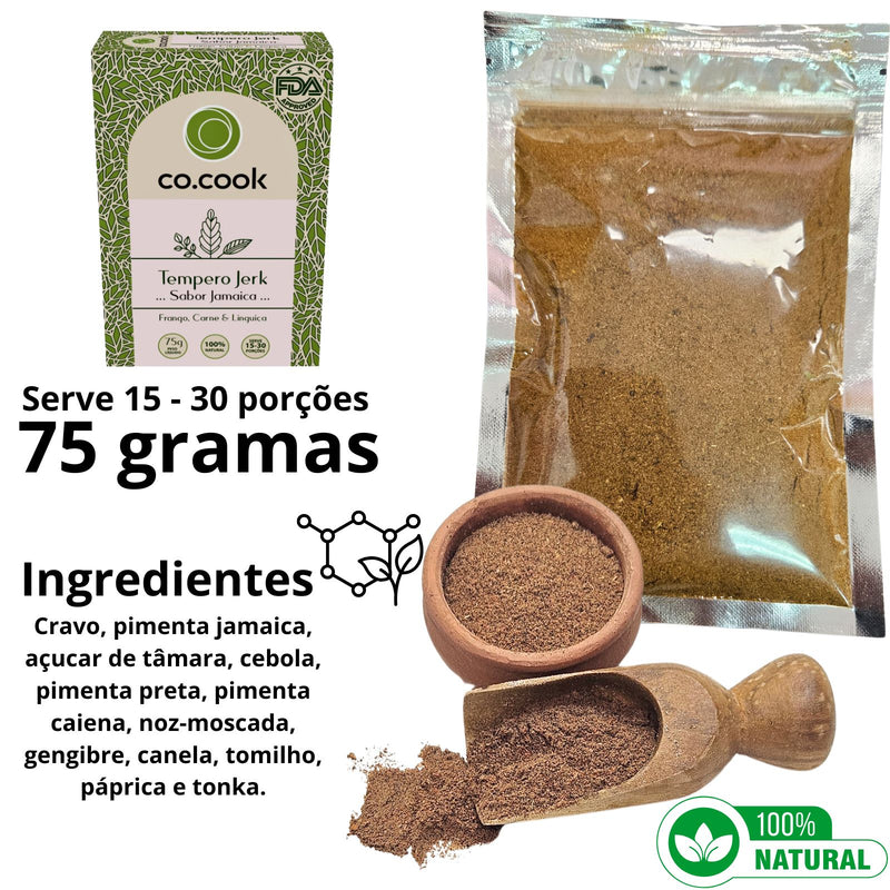CoCook Caixa 20 Pack Especiaria Natural Tempero Jerk Sabor Jamaica 75g