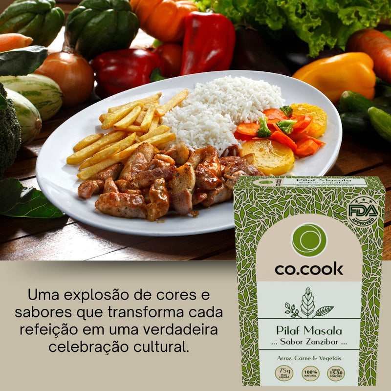 CoCook Caixa 20 Pack Especiaria Natural Tempero Pilaf Sabor Zanzibar 75g