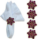 Kit 4 Porta Guardanapos Flor Delicada Festa Marsala