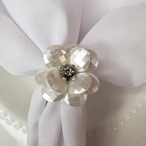 Maison Charlo | Set of 4 Delicate Pearl Flower Napkin Rings | Perfect for Easter, Mother's Day, Christmas, New Year, Weddings, Banquets, Birthdays