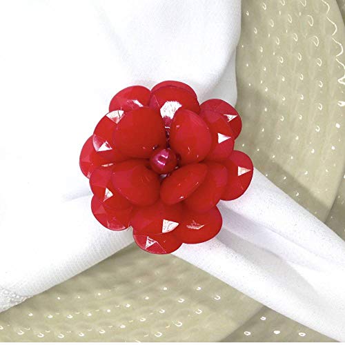 Maison Charlo | Set of 4 Delicate Red Flower Napkin Rings