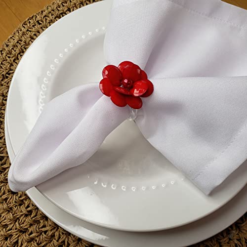 Maison Charlo | Set of 4 Delicate Red Flower Napkin Rings