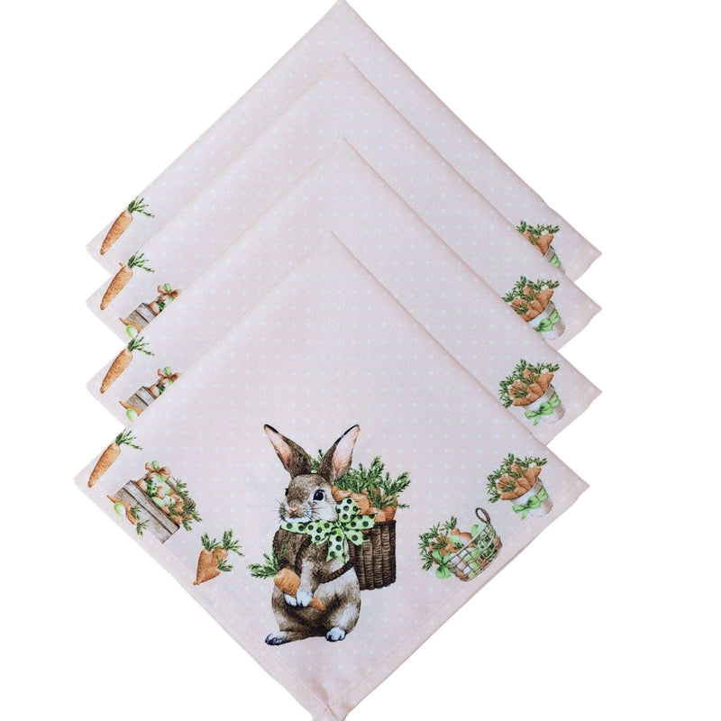 Kit 4 Guardanapo de Tecido Oxford Coelho Páscoa Cesta Cenoura 40cmx40cm